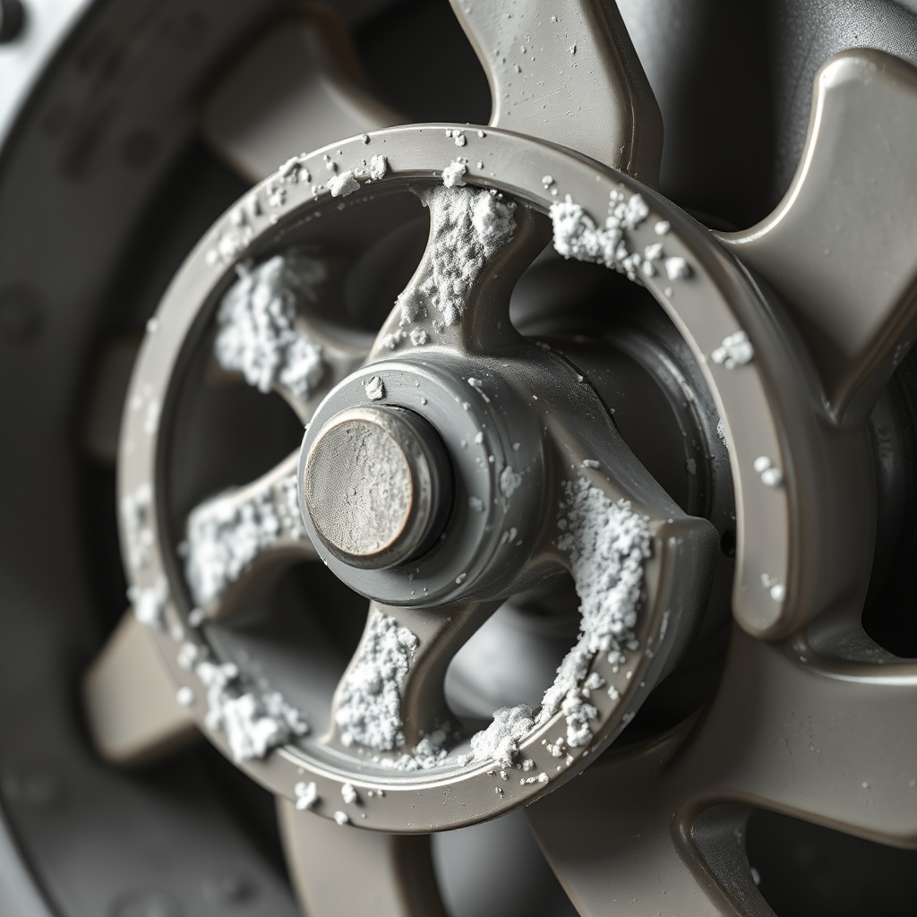 Close-up of an industrial pump's impeller with limescale buildup