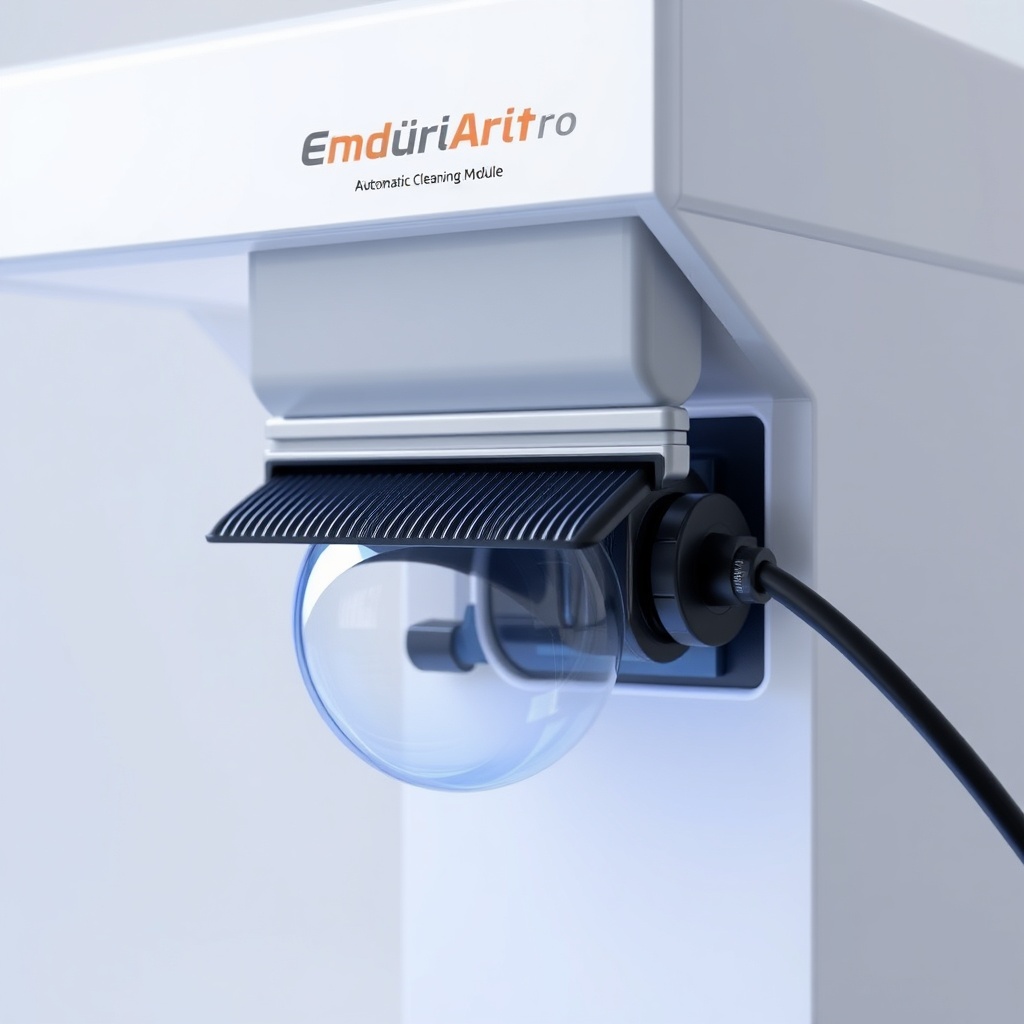 Clean photorealistic photo of an EndüstriArıtmaPro UV unit with an automatic cleaning modu