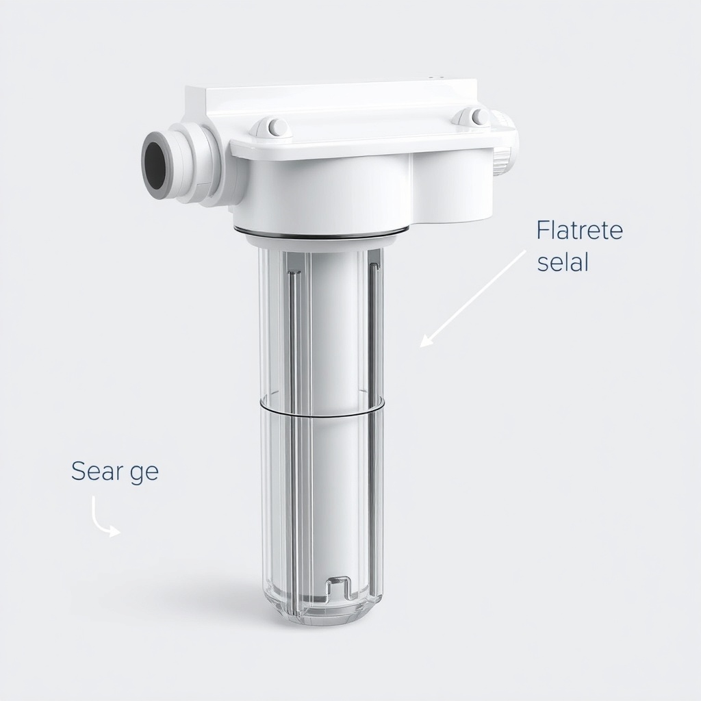 <clean photorealistic photo/illustration showing a UV unit with a transparent filter housi