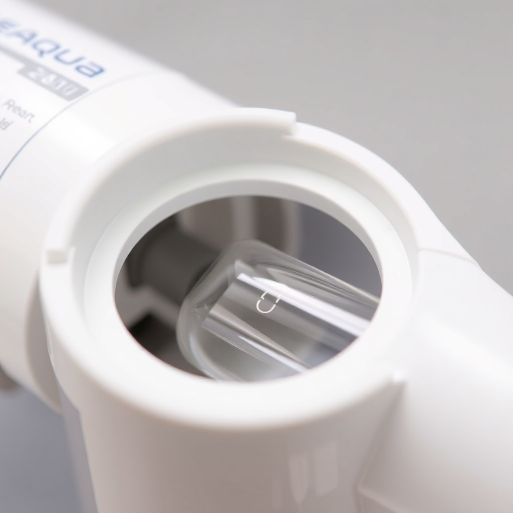 <clean photorealistic photo of a PureAqua RO-2000 UV unit with the lamp partially removed