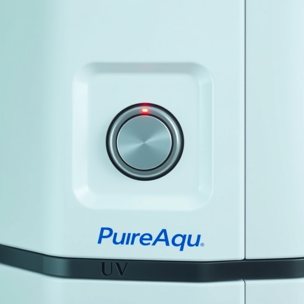 <clean photorealistic photo of the UV control panel with red indicator light